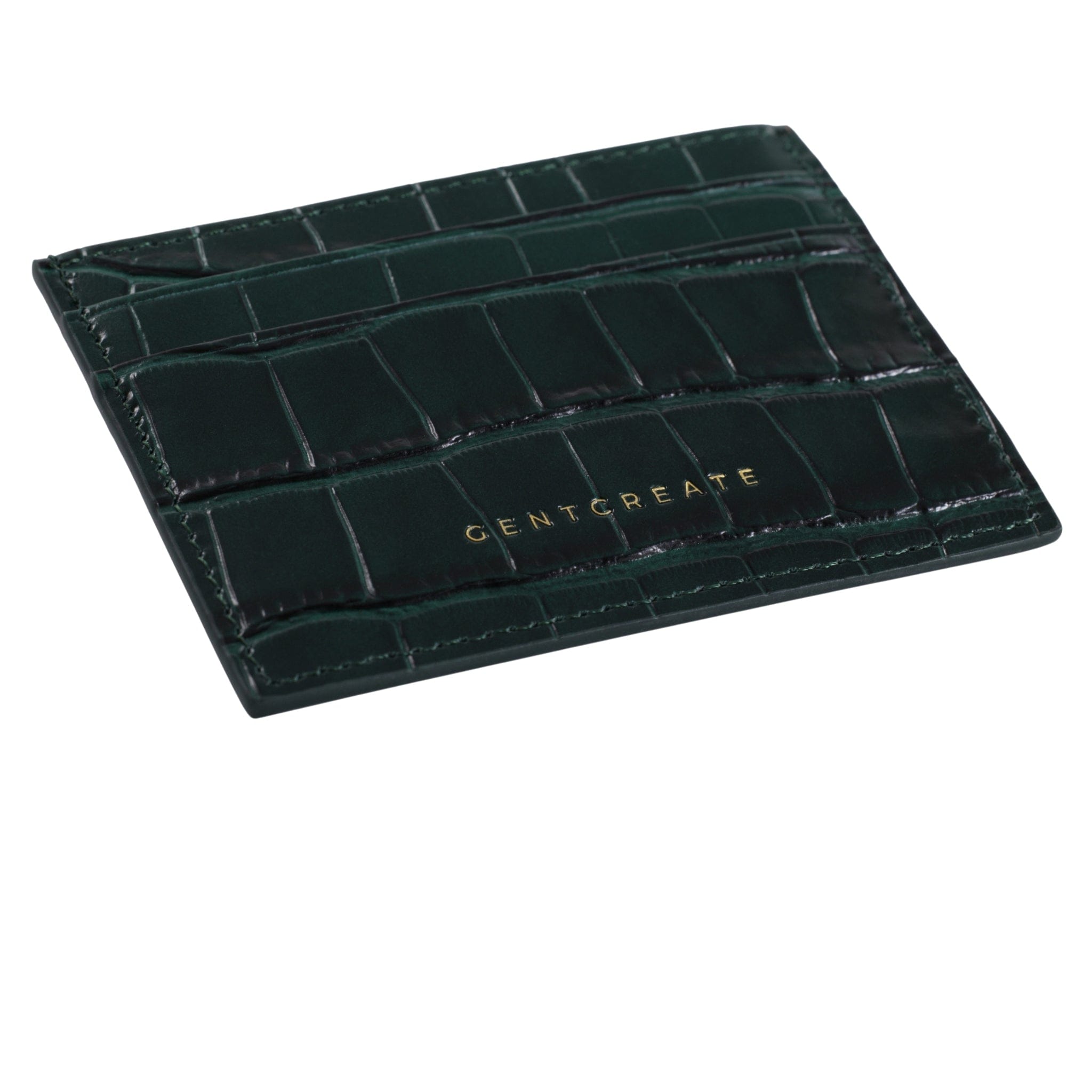 Μπροστινή πλευρά της θήκης Green Crocodile Leather Cardholder από τη μάρκα Gentcreate